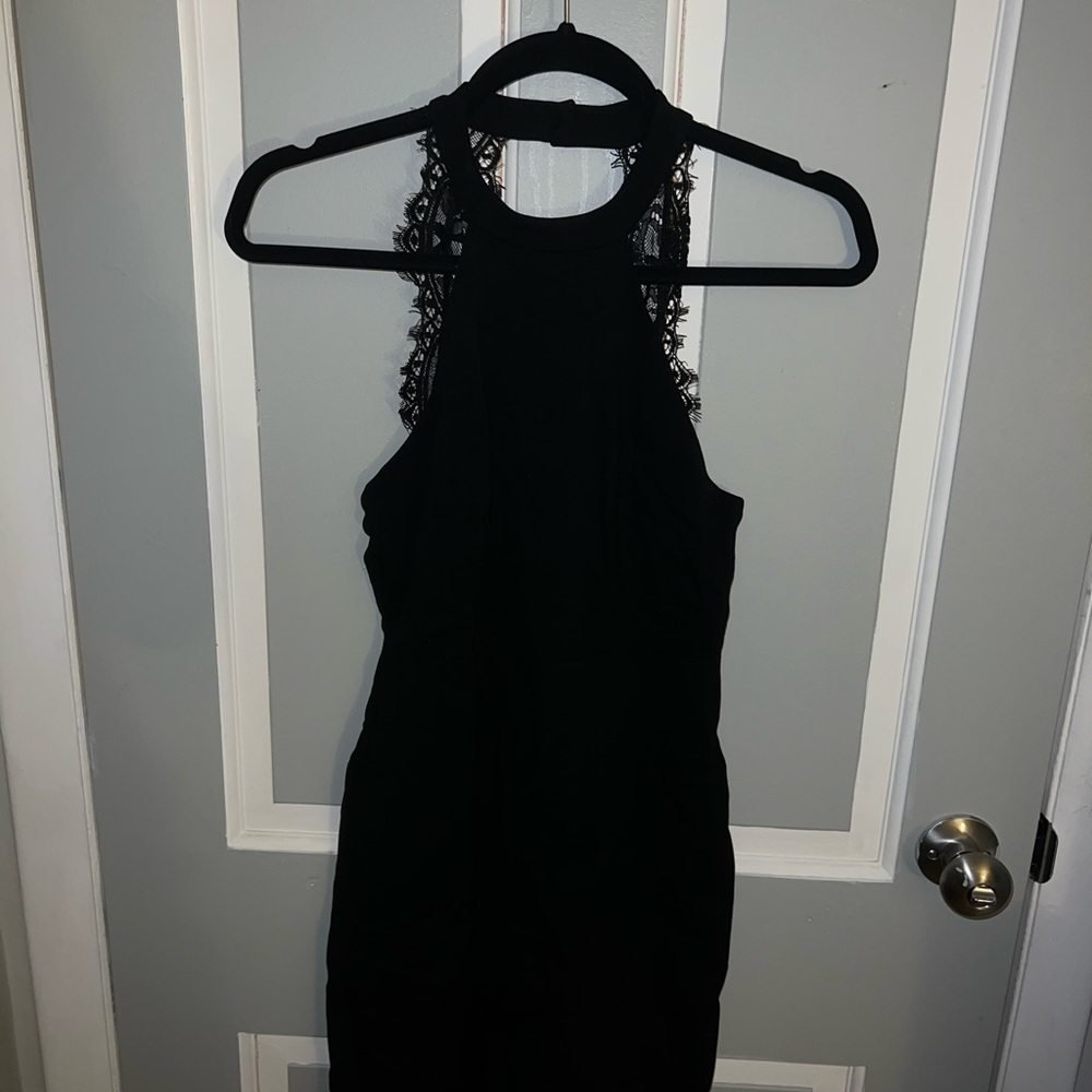 Lulus Black Lace Halter Dress